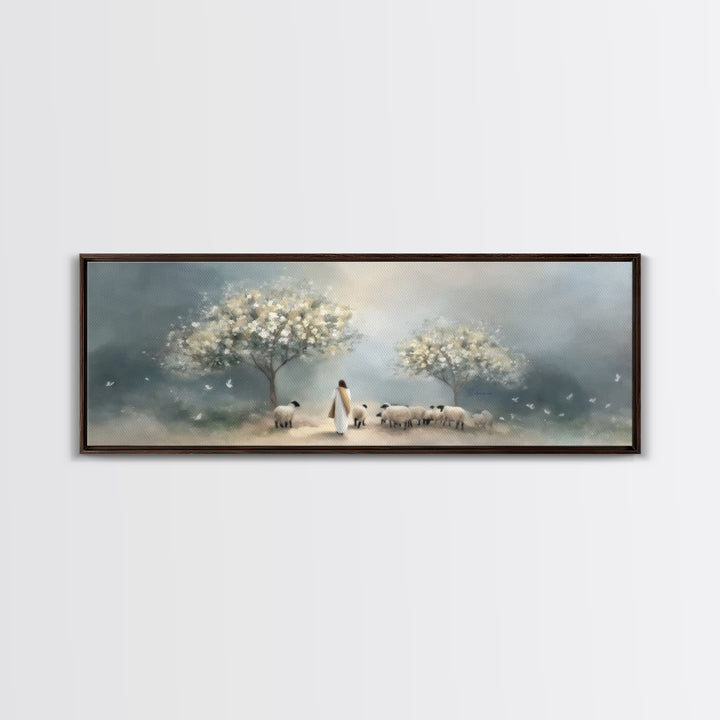 Blossoms Of Grace – Framed Canvas Print – Christian Art Canvas – Jesus Christmas Art – Panoramic Wall Art – Christian Wall Art – Christmas