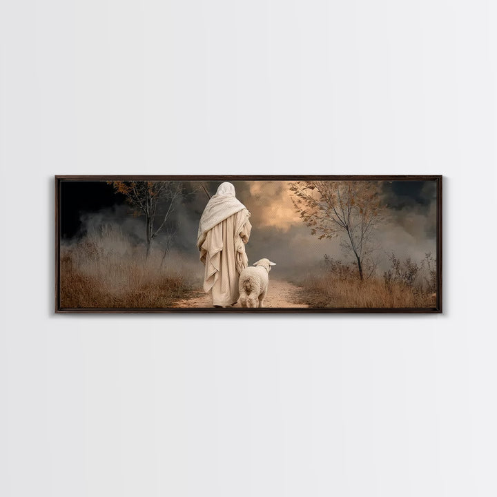 Guiding Through Midnight, Framed Canvas Print, Christian Christmas Art, Jesus Painting Canvas, Panoramic Art, Christian Wall Art, Christmas