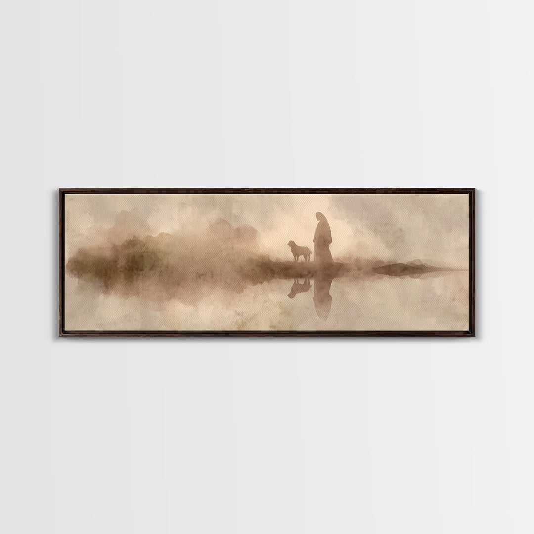 Desert Light Walk – Framed Canvas Print – Christian Wall Art – Panoramic Painting – Jesus Art Canvas – Christian Art Print – Christmas Wall