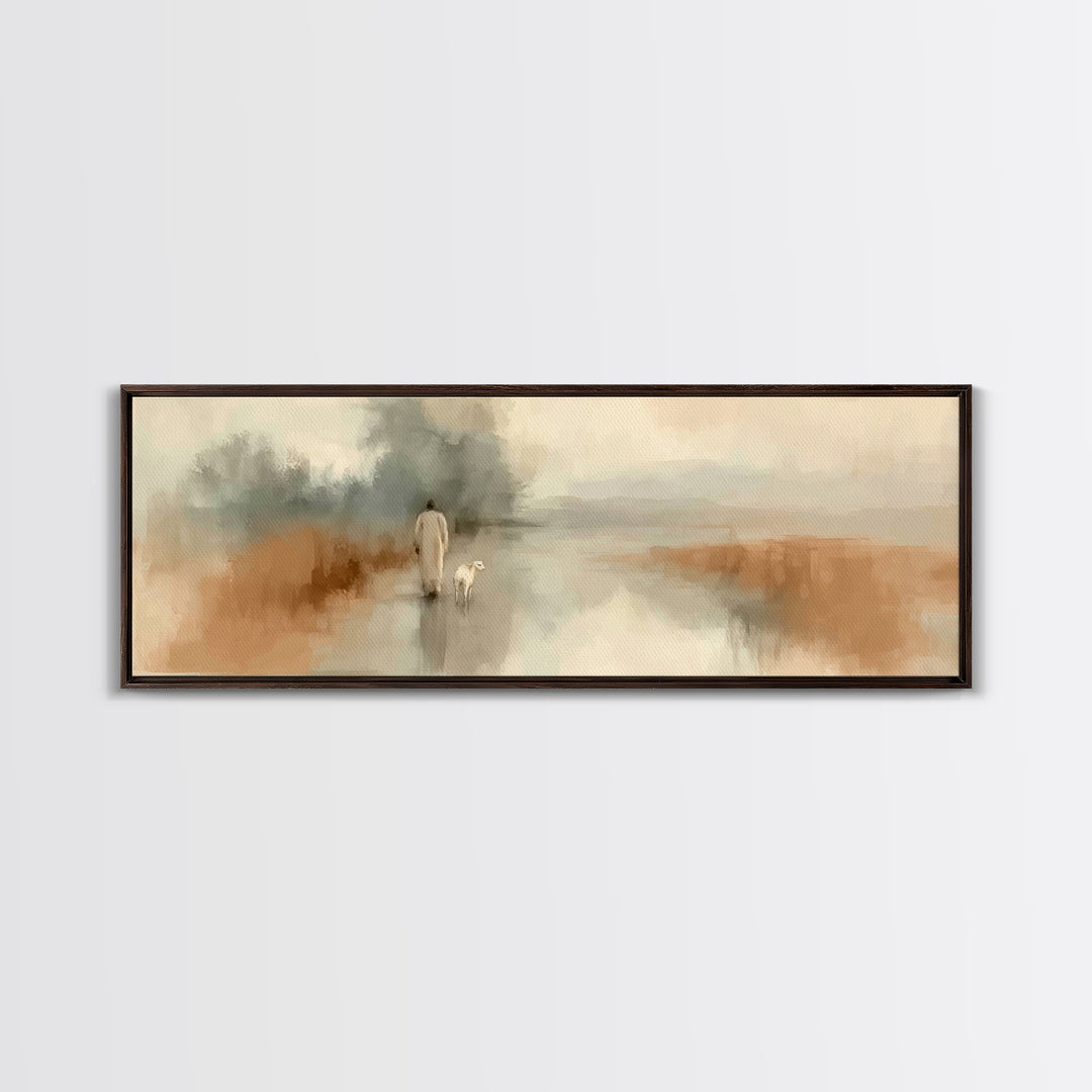 Quiet Journey Home – Framed Canvas Print – Panoramic Art – Christian Wall Art – Jesus Painting – Christian Christmas Art – Christian Decor