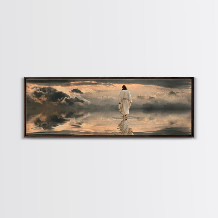 Silent Redeemer | Framed Canvas Print | Panoramic Painting | Christian Wall Art | Jesus Canvas Art | Christian Art Print | Christian Decor