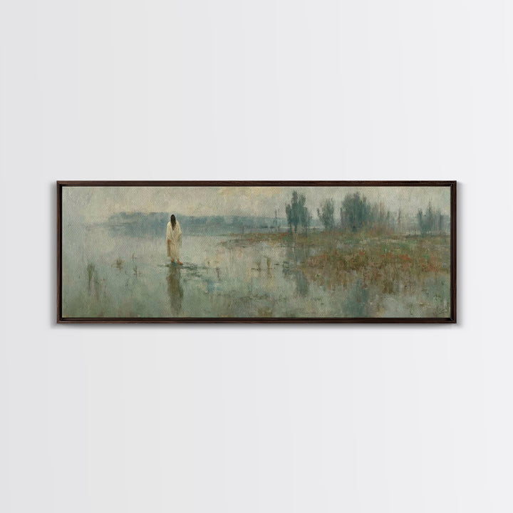 Divine Reflection – Framed Canvas Print – Extra Wide Art – Christian Art Print – Jesus Canvas Art – Christian Gift – Christmas Wall Art