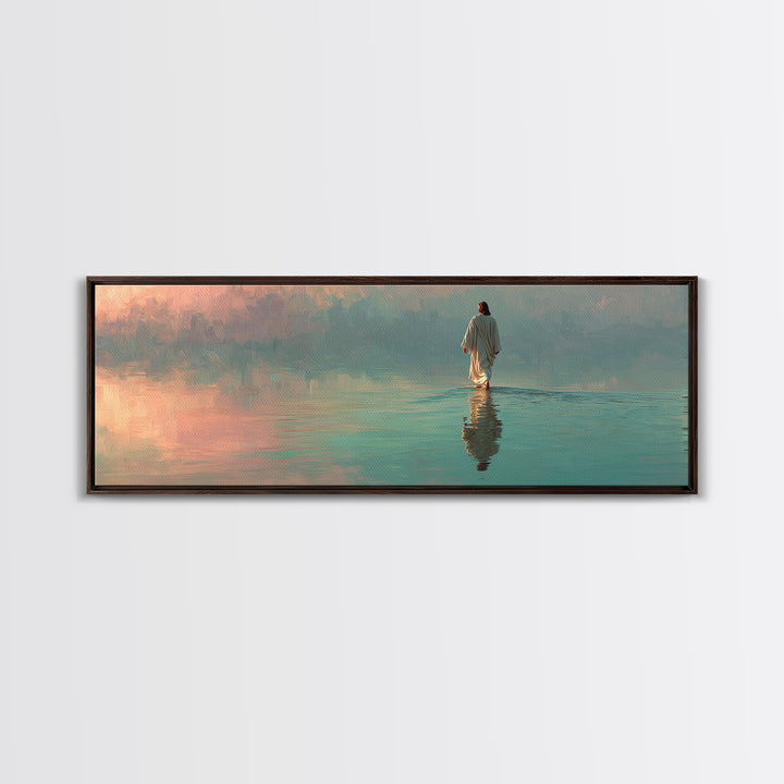 Waves Of Mercy – Framed Canvas Print – Panoramic Art – Christian Wall Art – Jesus Painting – Christian Art Canvas – Christian Decor