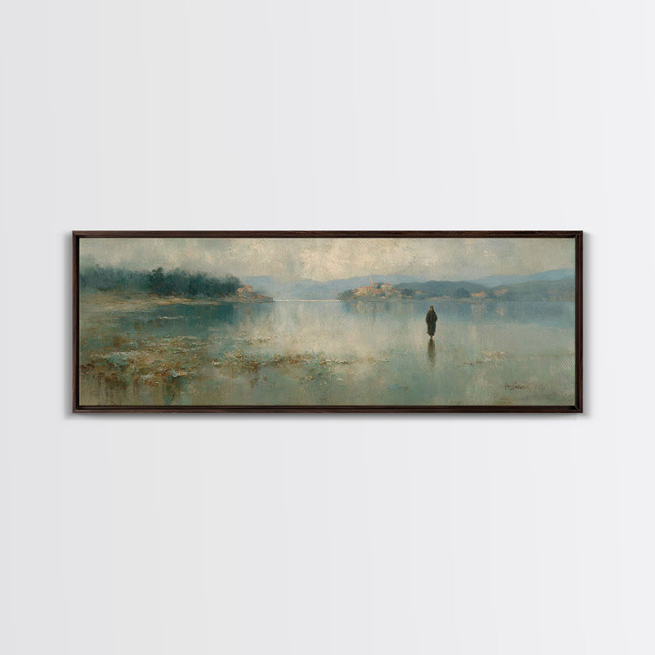 Sacred Stillness | Framed Canvas Print | Panoramic Art | Christian Art Canvas | Jesus Painting | Christmas Art | Christian Wall Art