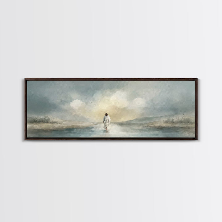 Evening Refuge – Framed Canvas Print – Panoramic Painting – Christian Art Print – Jesus Canvas Art – Christian Gift – Christmas Wall Art