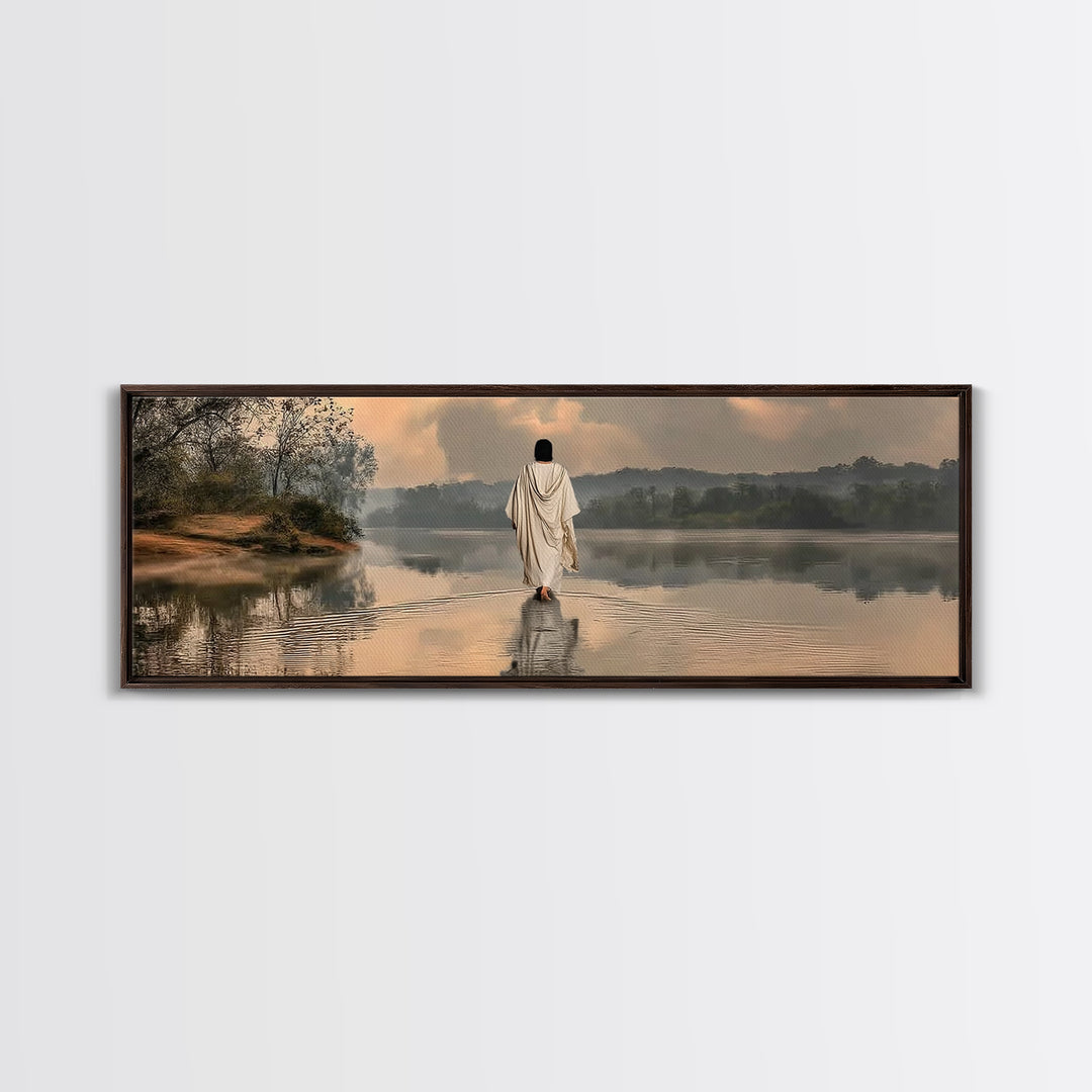Gentle Shepherd, Framed Canvas Print, Panoramic Wall Art, Christian Painting, Jesus Art Print, Christian Art Canvas, Christian Christmas Ar