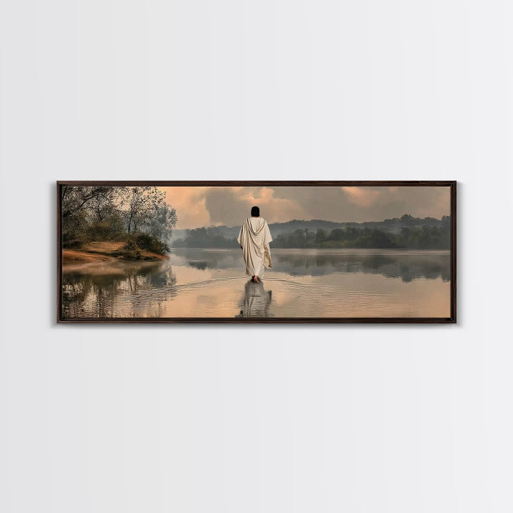 Gentle Shepherd, Framed Canvas Print, Panoramic Wall Art, Christian Painting, Jesus Art Print, Christian Art Canvas, Christian Christmas Ar