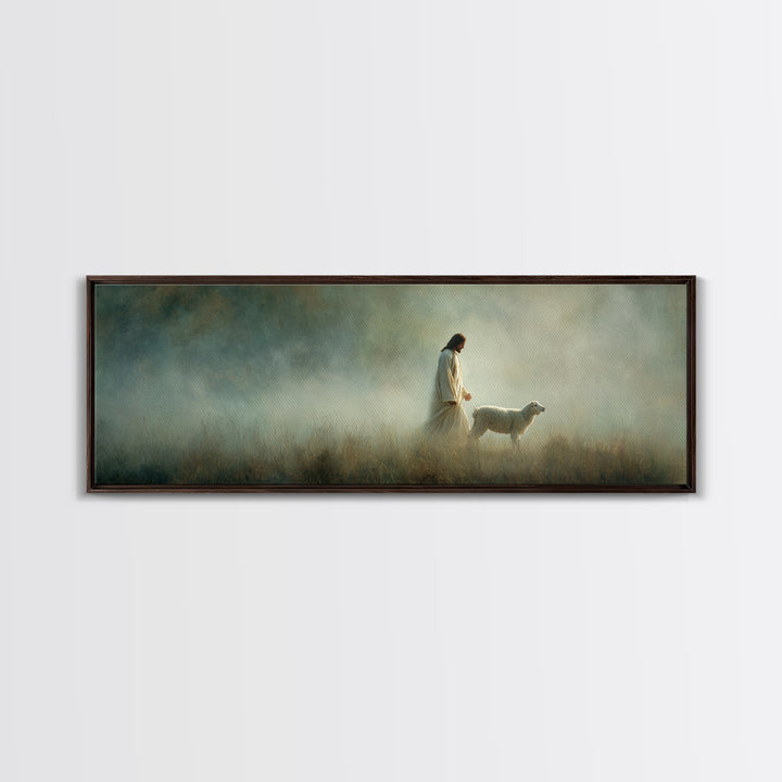 Shepherd’s Path | Framed Canvas Print | Panoramic Art | Christian Decoration | Jesus Canvas Art | Christian Wall Art | Christian Art