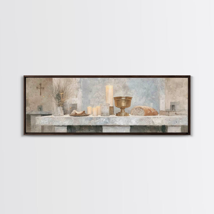 Quiet Altar Grace – Framed Canvas Print – Panoramic Frame – Christian Wall Art – Christian Art Canvas – Subtle Christian Art – Christian De