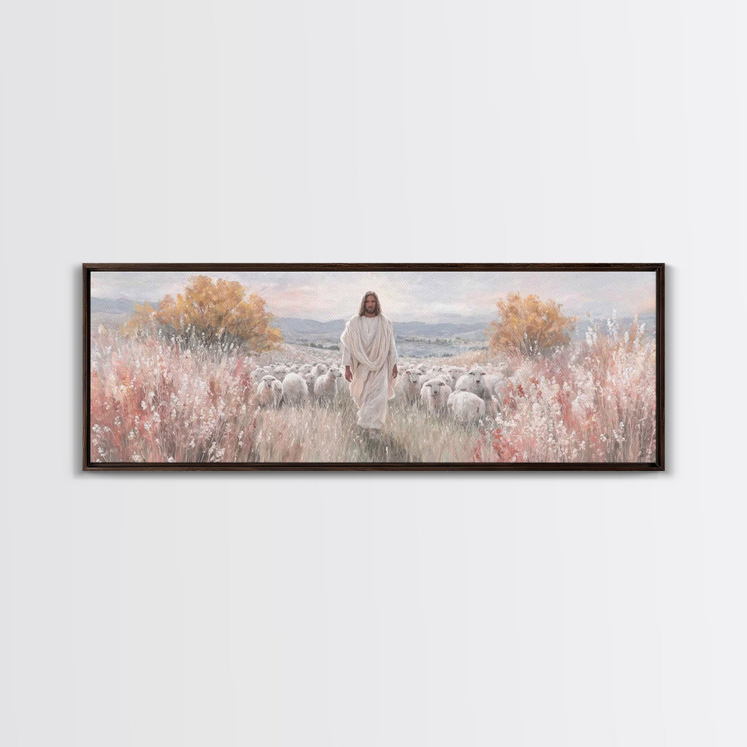 Radiant Shepherd Promise – Framed Canvas Print – Panoramic Art – Christian Wall Art – Jesus Art Print – Christian Canvas Art – Christmas Ar