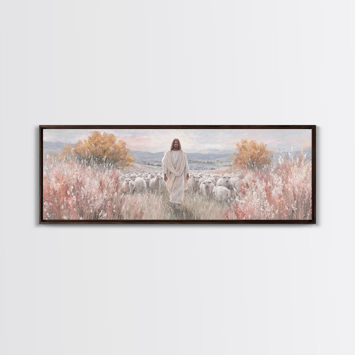 Radiant Shepherd Promise – Framed Canvas Print – Panoramic Art – Christian Wall Art – Jesus Art Print – Christian Canvas Art – Christmas Ar