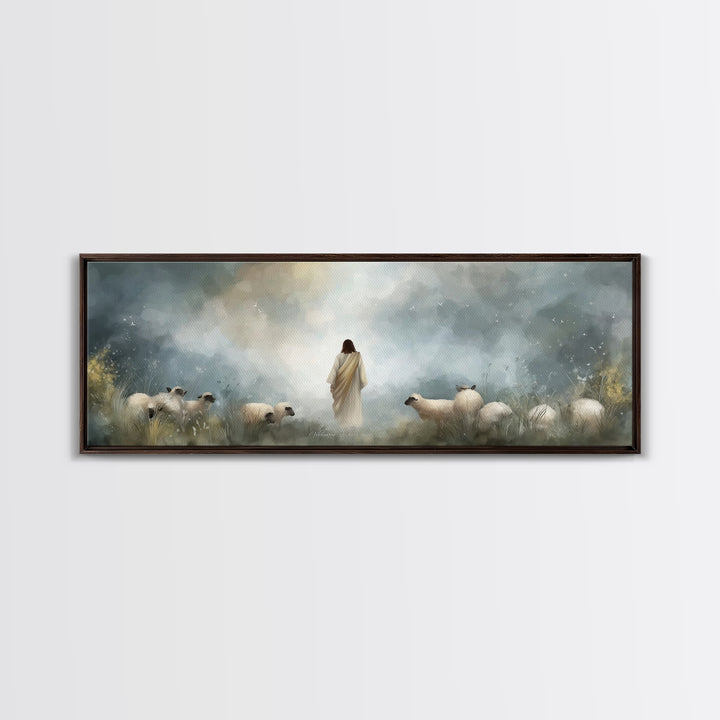Blessed Autumn Path – Framed Canvas Print – Panoramic Painting – Christian Wall Art – Jesus Canvas Art – Christmas Wall Art – Christian Dec