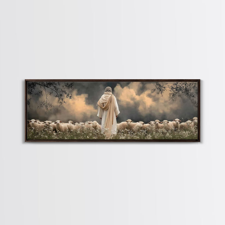 Still Waters Glory – Framed Canvas Print – Panoramic Wall Art – Christian Art Canvas – Jesus Art Print – Moody Christmas Art – Christian De