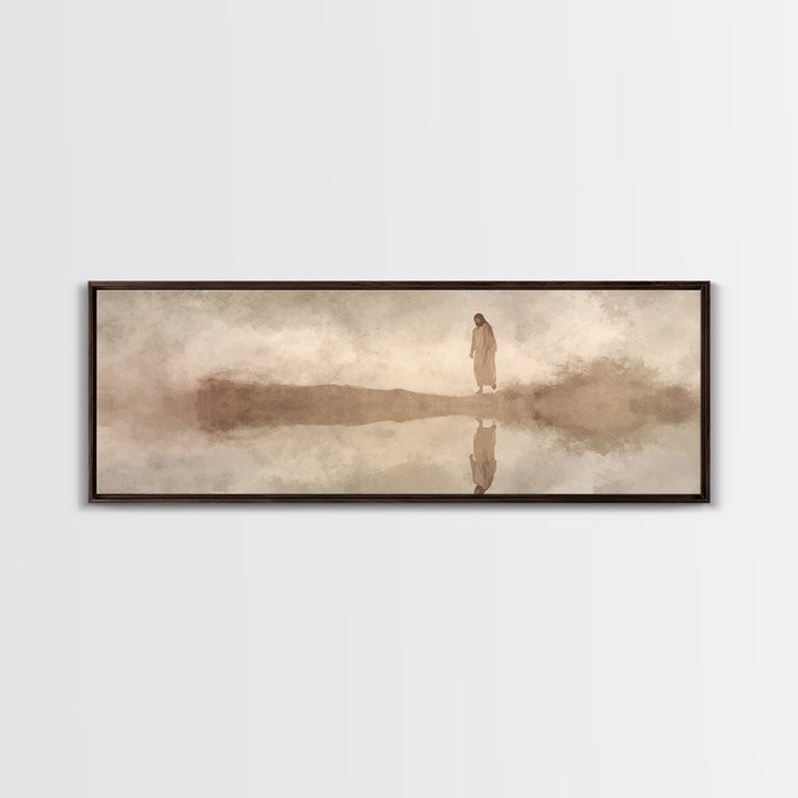 Heaven’s Guiding Shore | Framed Canvas Print | Panoramic Frame | Christian Wall Art | Jesus Painting | Christian Christmas Decor | Modern C