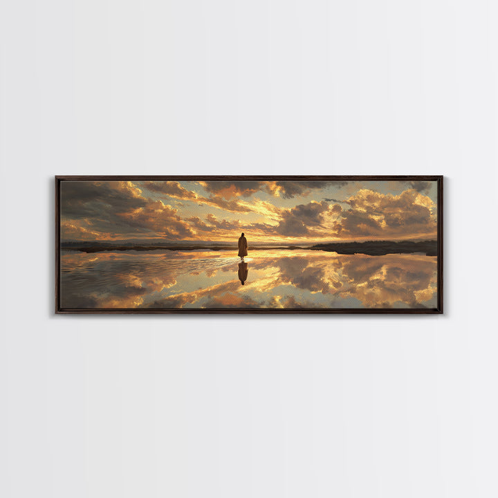 Reflections Of Peace, Framed Canvas Print, Panoramic Painting, Christian Art Canvas, Jesus Wall Art, Christian Art Print, Christian Christm
