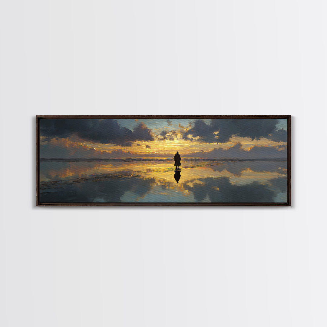 Sunset Promise Path – Framed Canvas Print – Panoramic Art – Christian Art Canvas – Large Jesus Painting – Christmas Art Work – Christian De