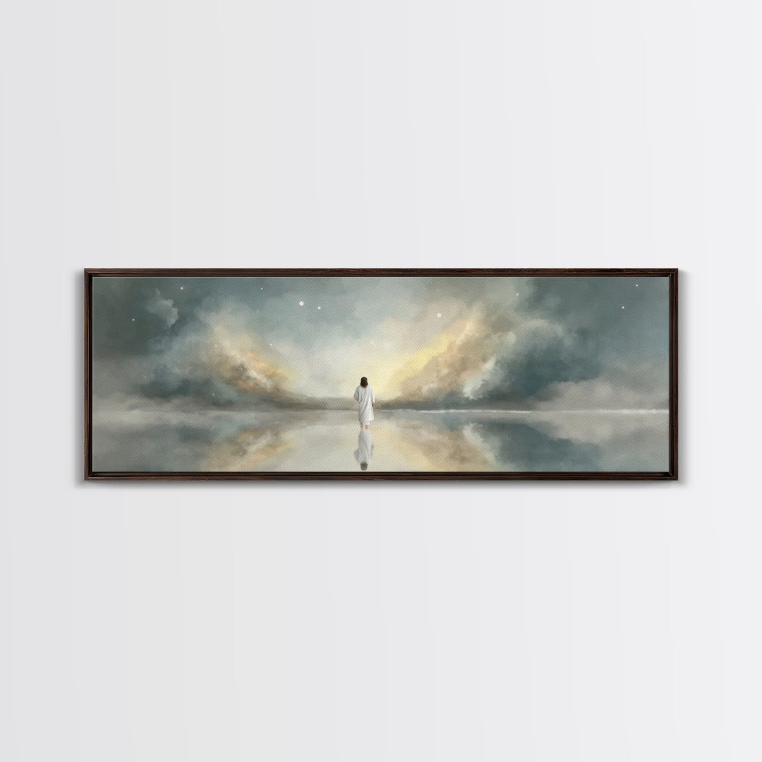 Gentle Promise, Framed Canvas Print, Panoramic Art, Christian Wall Art, Christian Art Canvas, Jesus Painting