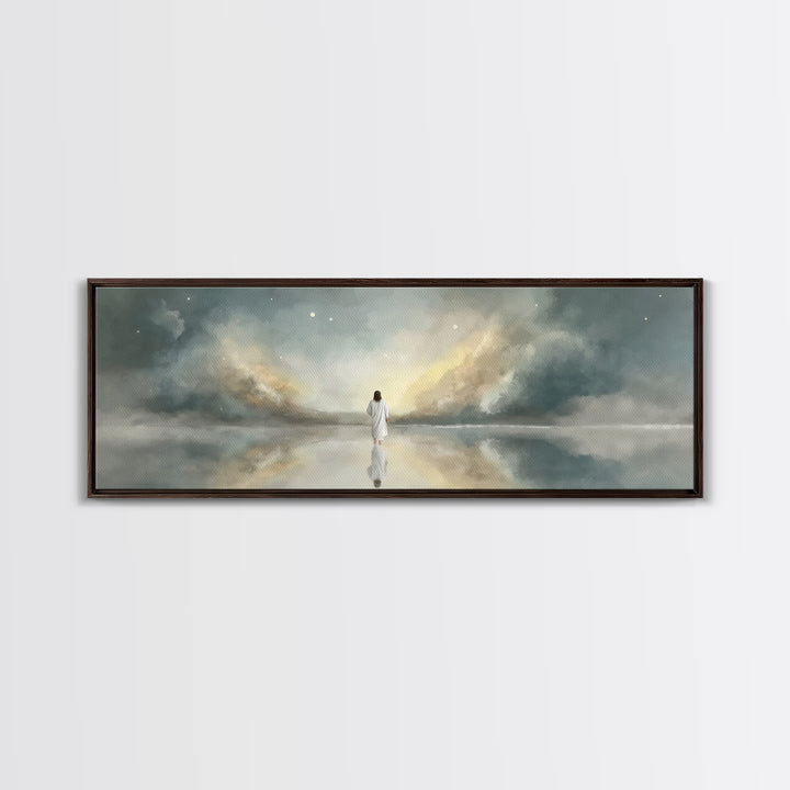 Gentle Promise, Framed Canvas Print, Panoramic Art, Christian Wall Art, Christian Art Canvas, Jesus Painting