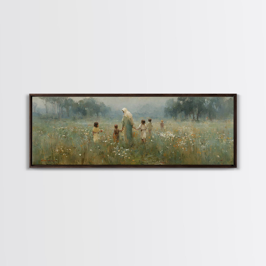Garden of Peace – Framed Canvas Print – Panoramic Art – Christian Wall Art – Christian Art Canvas – Jesus Painting – Christian Decor – Chri