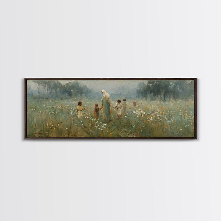 Garden of Peace – Framed Canvas Print – Panoramic Art – Christian Wall Art – Christian Art Canvas – Jesus Painting – Christian Decor – Chri