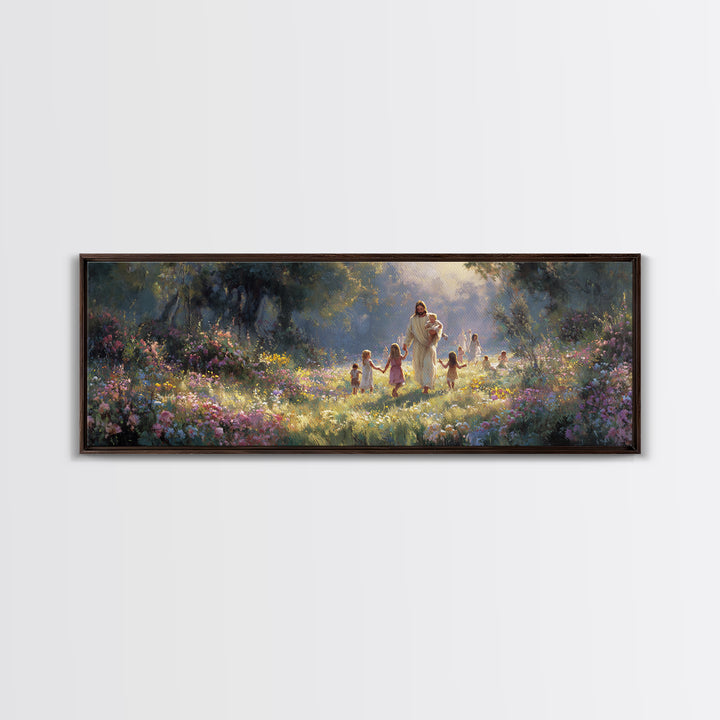 Fields of Blessing, Framed Canvas Print, Panoramic Print, Christian Wall Art, Christian Art Canvas, Jesus Painting, Christian Christmas Art