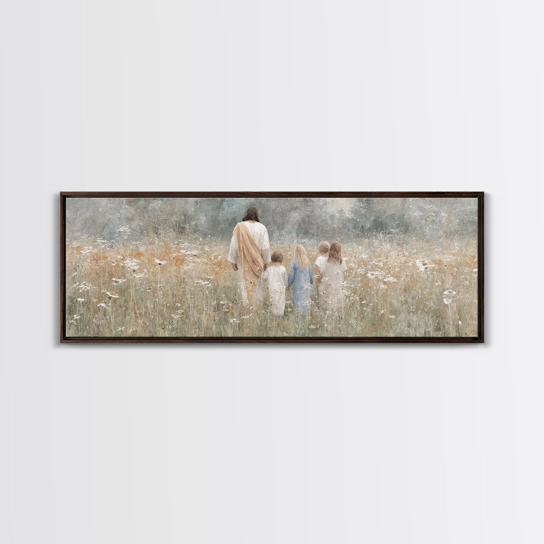 Heavenly Meadow – Framed Canvas Print – Extra Wide Art – Christian Art Canvas – Christian Wall Art – Jesus Painting – Christmas Art – Chris