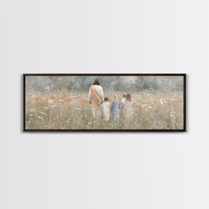 Heavenly Meadow – Framed Canvas Print – Extra Wide Art – Christian Art Canvas – Christian Wall Art – Jesus Painting – Christmas Art – Chris