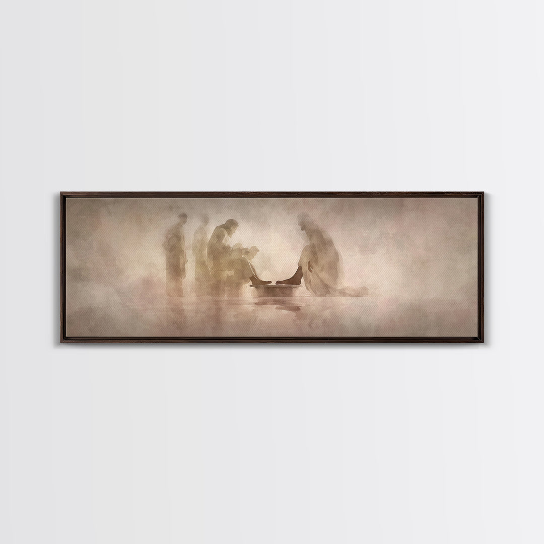 Humble Servant Hands – Framed Canvas Print – Panoramic Painting – Christian Wall Art – Christian Art Canvas – Jesus Painting – Christian Ar
