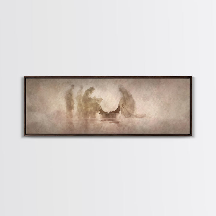 Humble Servant Hands – Framed Canvas Print – Panoramic Painting – Christian Wall Art – Christian Art Canvas – Jesus Painting – Christian Ar