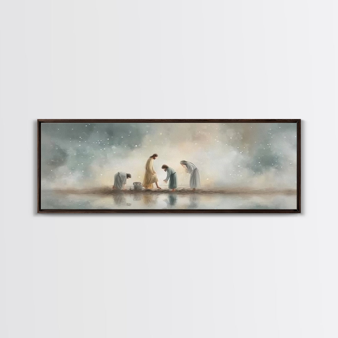 Heavenly Refuge | Framed Canvas Print | Panoramic Frame | Christian Art Canvas | Christian Wall Art | Jesus Painting | Christian Christmas