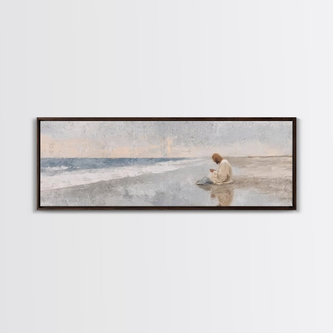 Morning Of Mercy, Framed Canvas Print, Christian Wall Art, Panoramic Painting, Jesus Art Print, Christian Art Canvas, Christmas Art