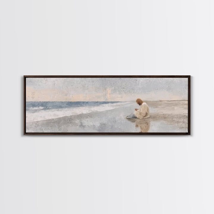 Morning Of Mercy, Framed Canvas Print, Christian Wall Art, Panoramic Painting, Jesus Art Print, Christian Art Canvas, Christmas Art