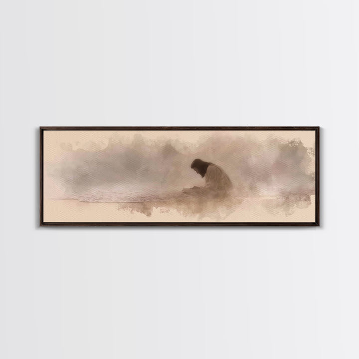 Peaceful Tide Light | Framed Canvas Print | Christian Art Canvas | Panoramic Print | Jesus Painting | Christian Wall Art | Christmas Art