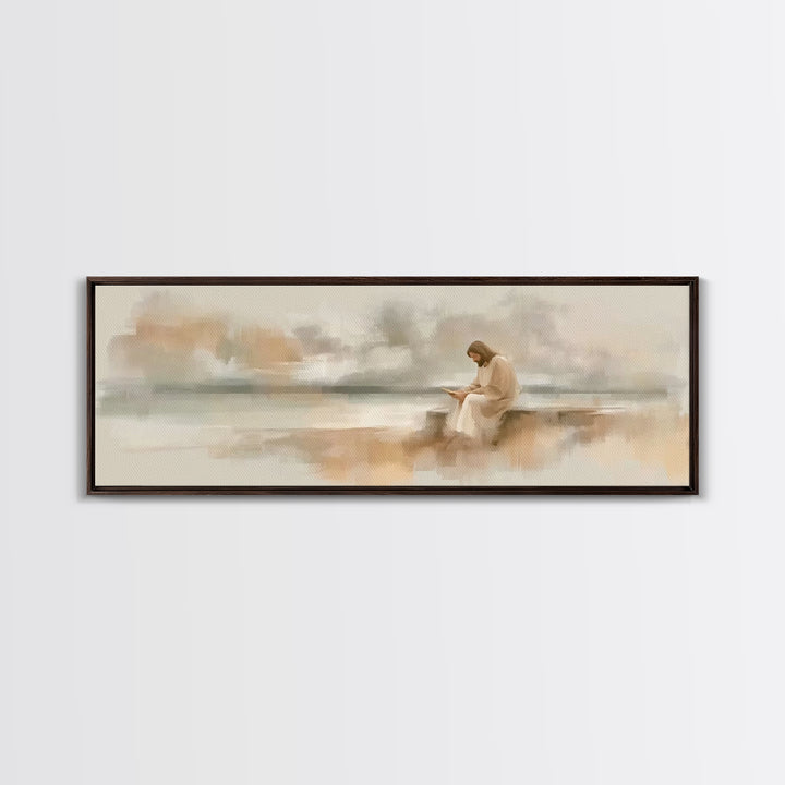 Calm Horizon Faith, Framed Canvas Print, Jesus Art Print, Panoramic Wall Art, Christian Art Canvas, Christian Wall Art, Christmas Art