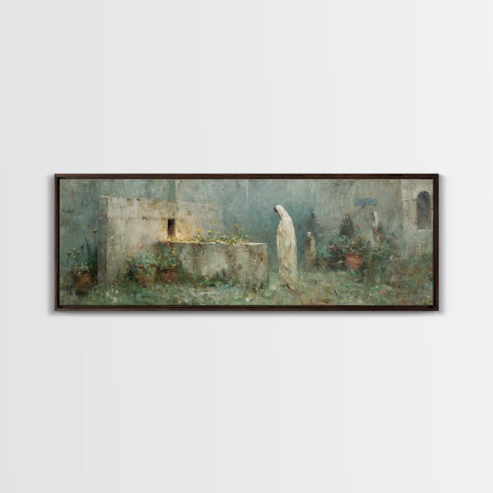 Garden of Reverence | Framed Canvas Print | Panoramic Wall Art | Christian Paintings | Christian Art Print | Modern Christian Art | Christm