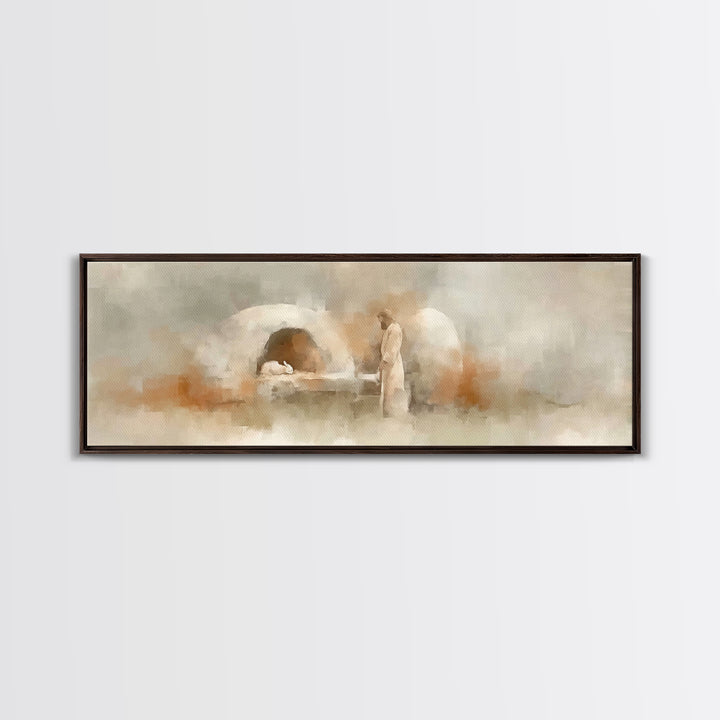 Sacred Dawn Light, Framed Canvas Print, Panoramic Print, Christian Art, Jesus Painting, Christian Christmas Art, Christian Wall Art