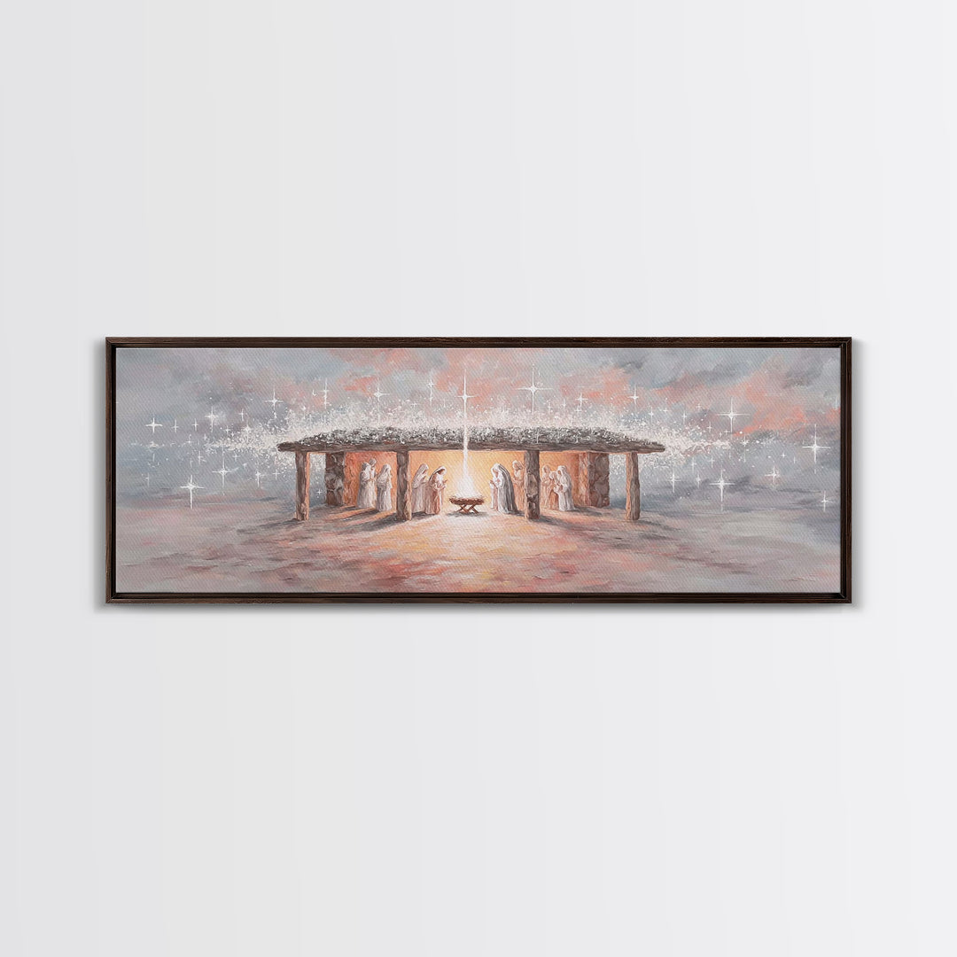 Village Of Hope, Framed Canvas Print, Panoramic Art, Christmas Wall Art, Christian Christmas Art, Christmas Art Prints, Christian Art Work