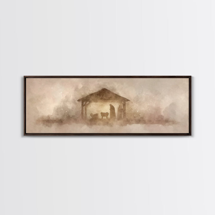 Starry Manger Peace – Framed Canvas Print – Panoramic Art – Christian Wall Art – Christian Art Canvas – Jesus Christmas Art – Christian Dec