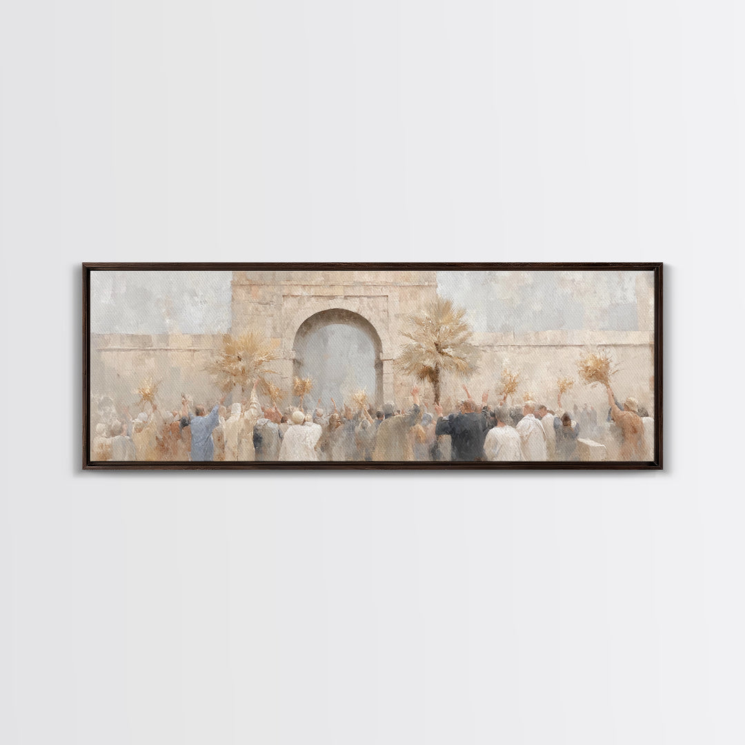 Jerusalem Sunrise Entry | Framed Canvas Print | Panoramic Painting | Christian Wall Art | Christmas Art Work | Christian Art Canvas | Jesus