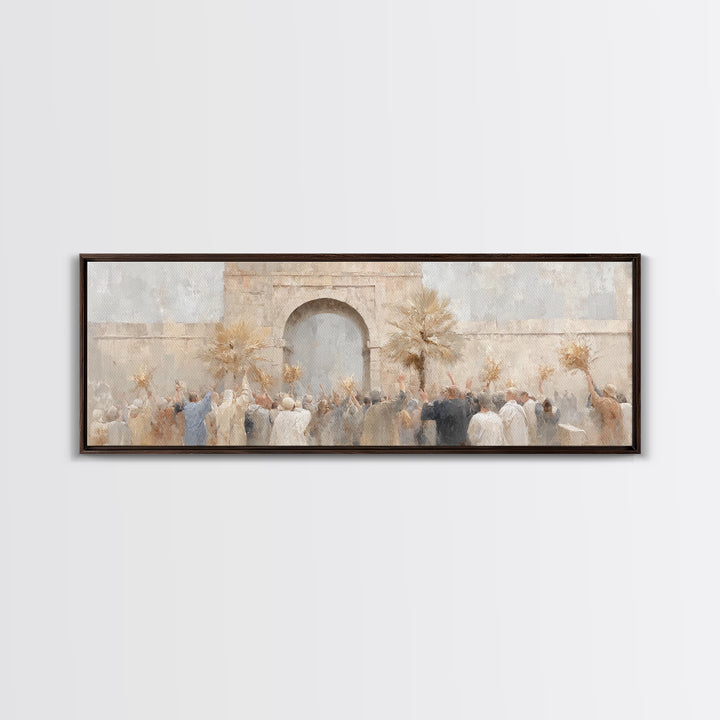 Jerusalem Sunrise Entry | Framed Canvas Print | Panoramic Painting | Christian Wall Art | Christmas Art Work | Christian Art Canvas | Jesus