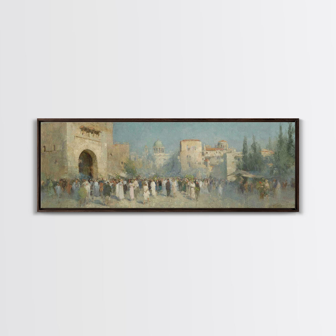Golden Gate Rejoicing, Framed Canvas Print, Panoramic Print, Christian Wall Art, Christian Art Canvas, Christian Christmas Art, Jesus Paint