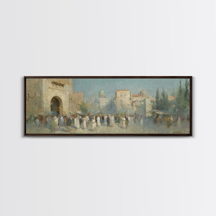 Golden Gate Rejoicing, Framed Canvas Print, Panoramic Print, Christian Wall Art, Christian Art Canvas, Christian Christmas Art, Jesus Paint