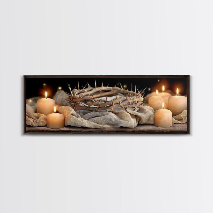 Crown Of Mercy – Framed Canvas Print – Christian Wall Art – Christian Art Canvas – Panoramic Art – Jesus Painting – Christian Christmas Art