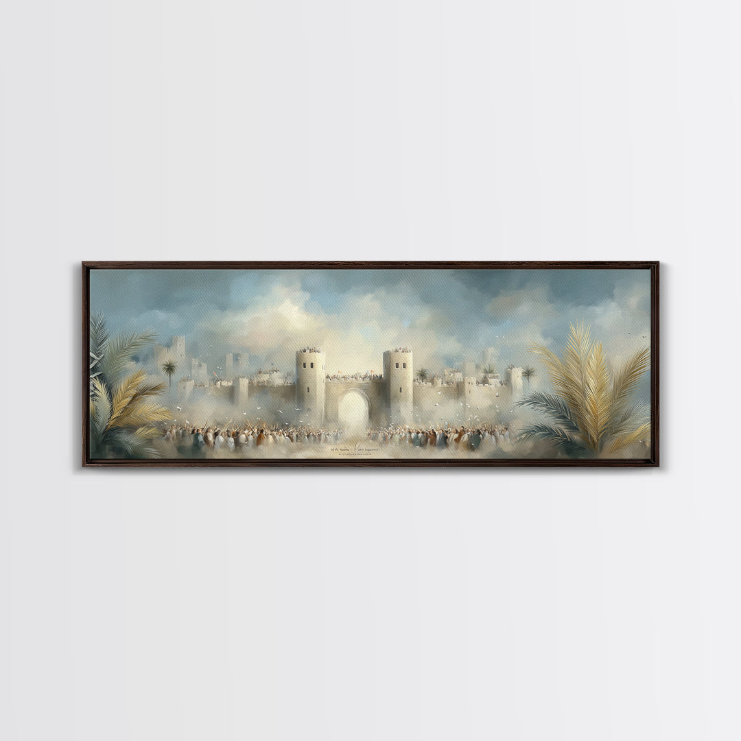 Triumphant City Gate – Framed Canvas Print – Panoramic Art – Christian Wall Art – Christian Art Canvas – Jesus Painting – Christian Decor –