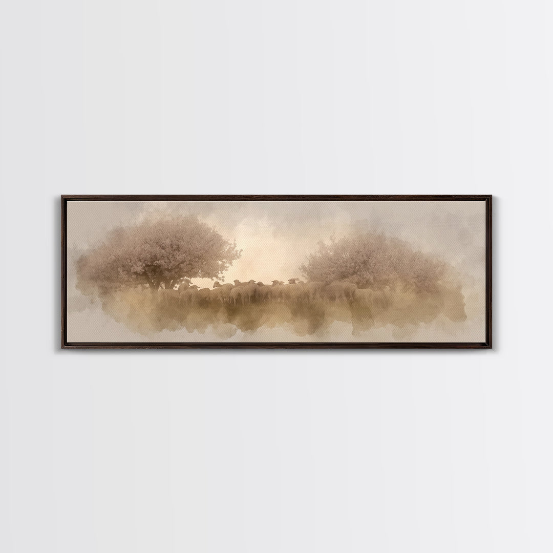 Orchard Of Peace – Framed Canvas Print – Christian Wall Art – Jesus Painting – Panoramic Art – Christian Christmas Art – Christian Canvas