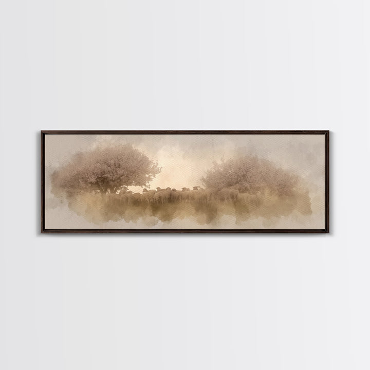 Orchard Of Peace – Framed Canvas Print – Christian Wall Art – Jesus Painting – Panoramic Art – Christian Christmas Art – Christian Canvas