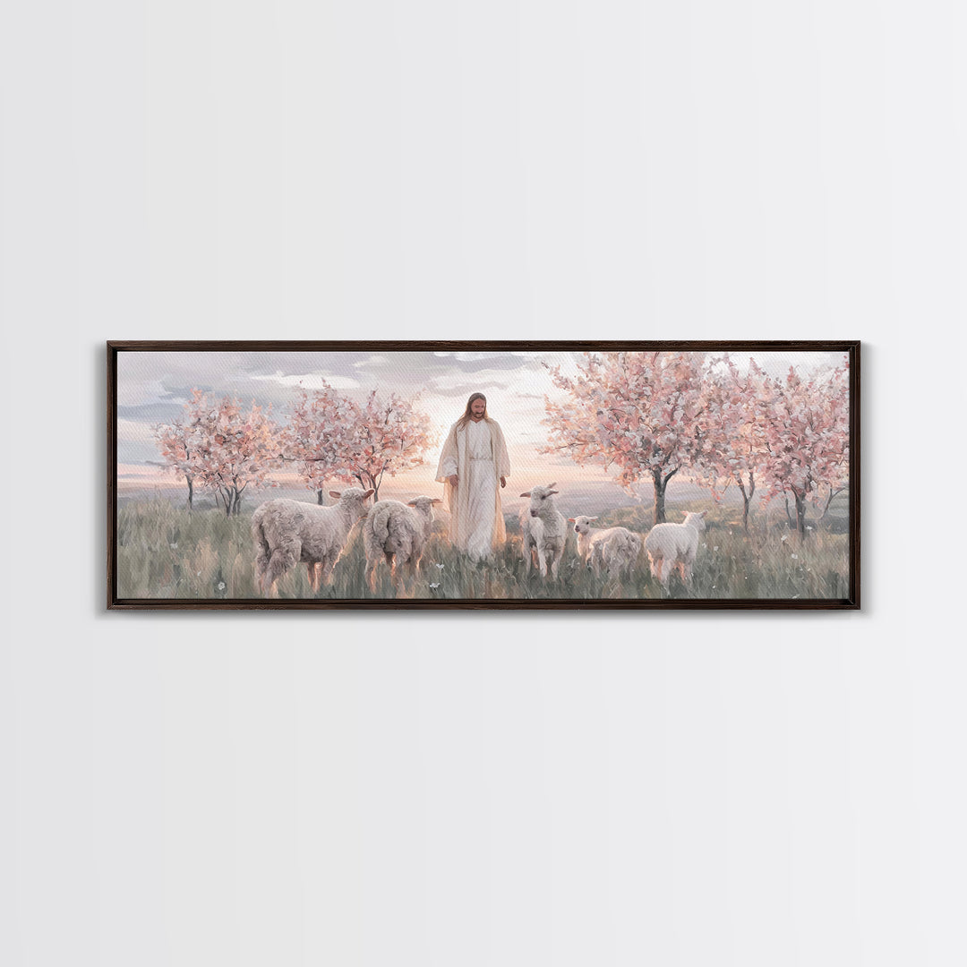 Garden Of Stillness – Framed Canvas Print – Christian Wall Art – Christian Art Canvas – Panoramic Painting – Jesus Art – Christmas Art