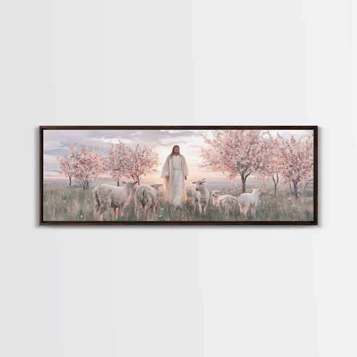 Garden Of Stillness – Framed Canvas Print – Christian Wall Art – Christian Art Canvas – Panoramic Painting – Jesus Art – Christmas Art