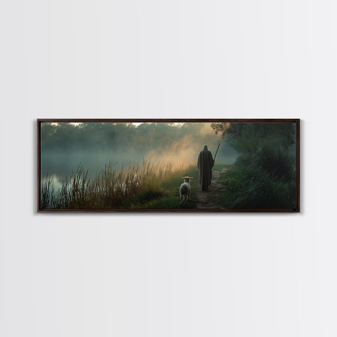 River Of Stillness | Framed Canvas Print | Panoramic Print | Christian Wall Art | Christian Art Canvas | Jesus Painting | Christmas Wall Ar