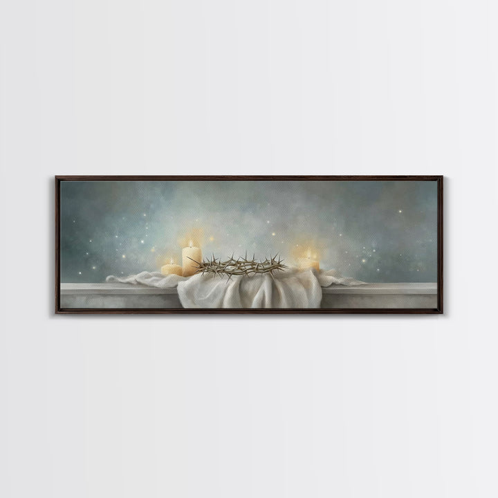 Sacred Vigil – Framed Canvas Print – Christian Art – Christian Art Canvas – Panoramic Wall Art – Christian Christmas Art – Modern Christian